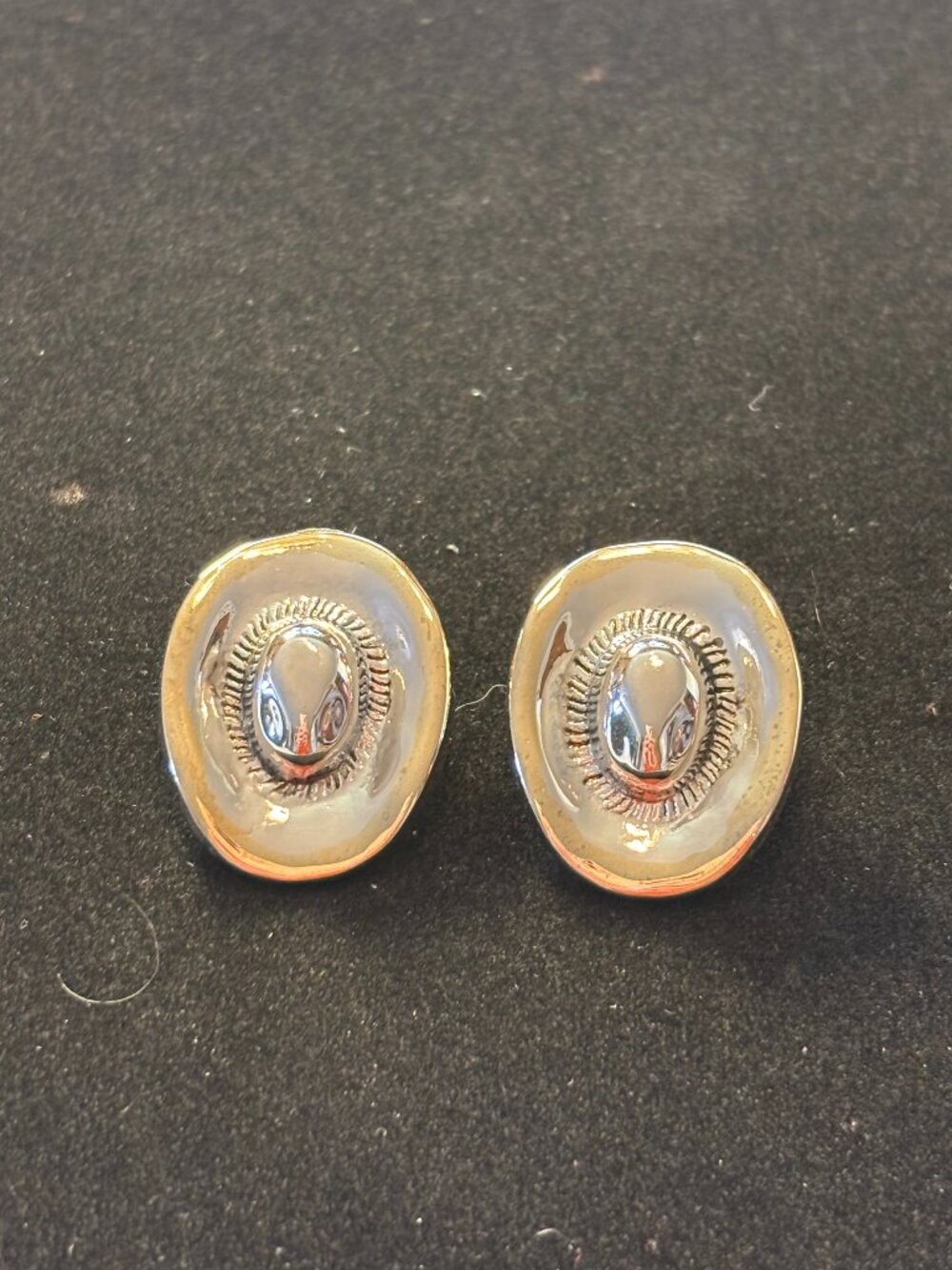 Southwestern Style Silver Tone Dimensional Cowboy Hat Pierced Earrings